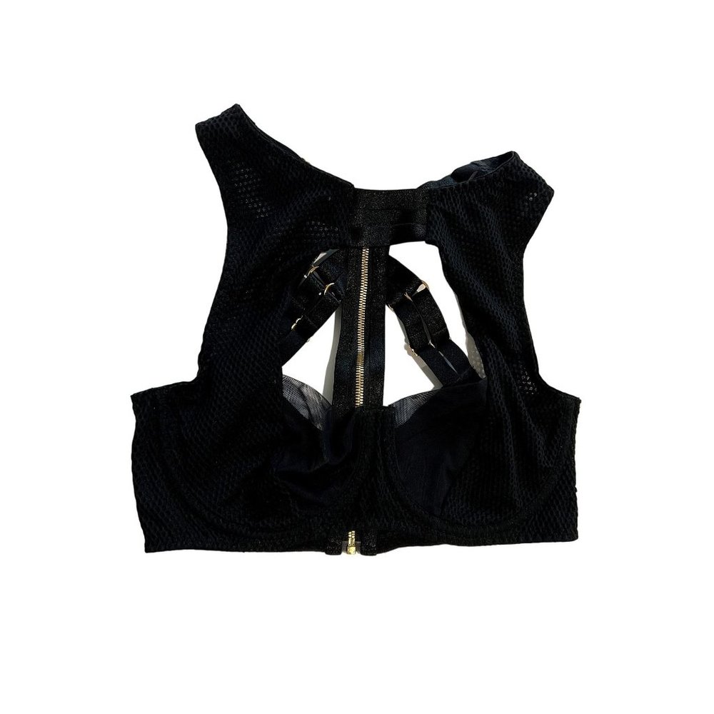 NWOT Bordelle Lace Zip Up Bra in Black